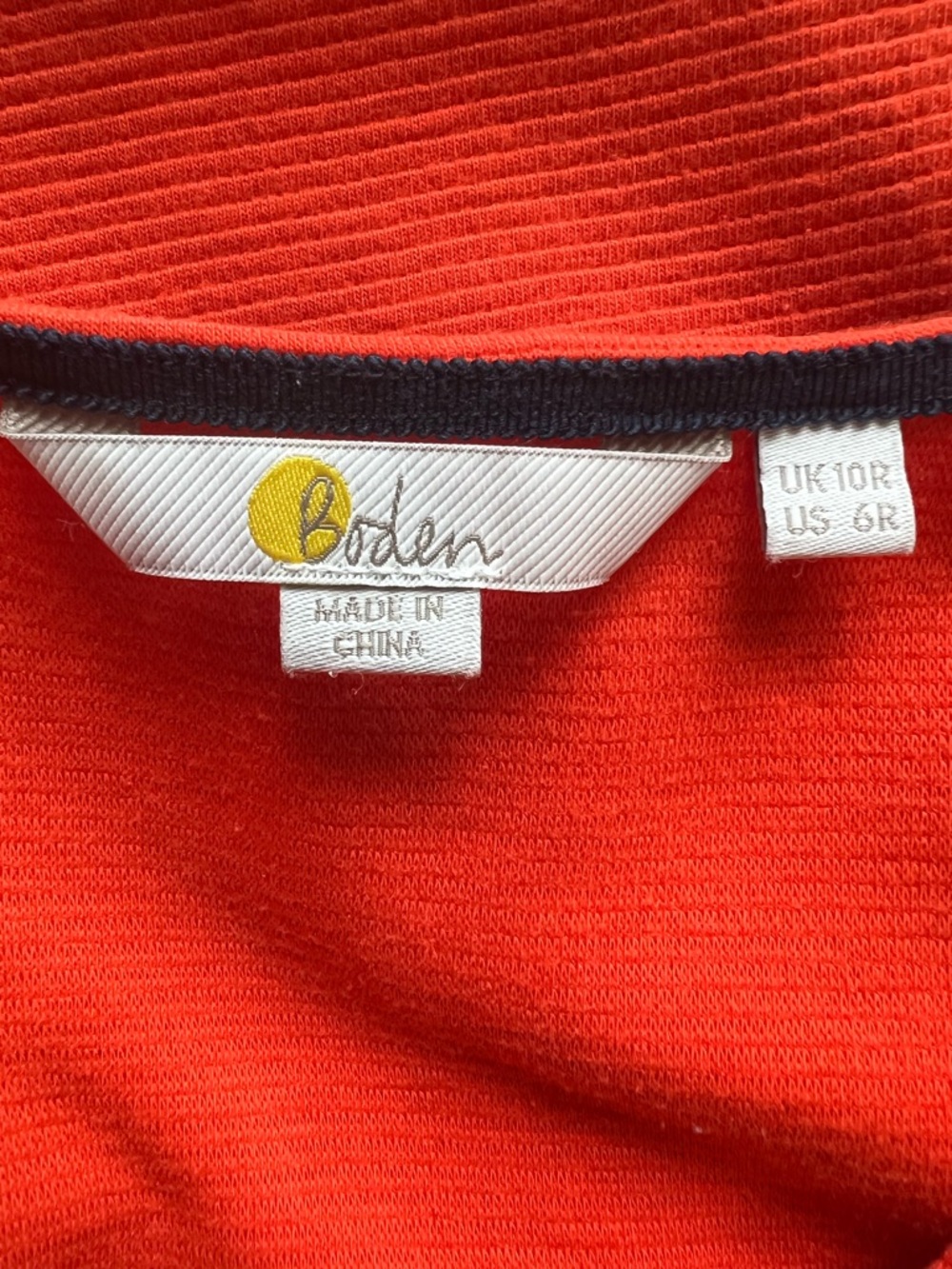 Boden Orange Jasmine Ottoman Ribbed Knit V-Neck Shift Dress Pockets US 6R - Picture 3 of 7